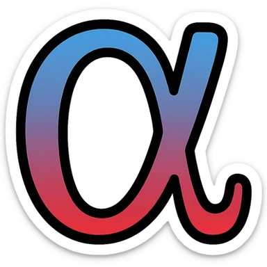 alpha symbol with blue red gradient sticker