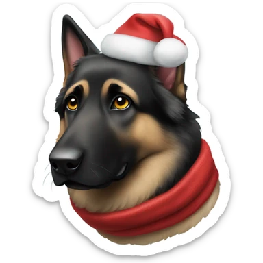 Black german shepherd dressed for christmas sticker