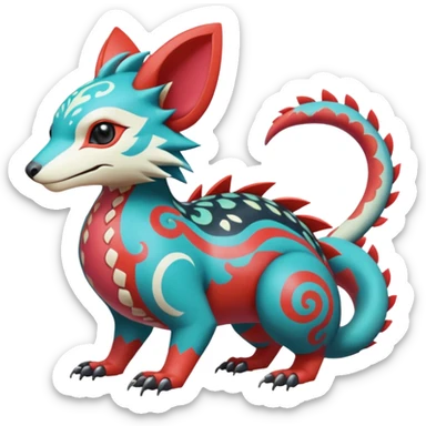  exotic tropical ornate Asian painted cyber-Sleuth-Loyd-Garmaddon-Litten-Linoone-Noibat-Fakémon-Pokémon-Vernid-creature sticker