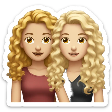 Two white girls with both curly hair friends. One brunette and one blonde   sticker