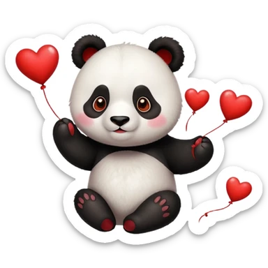 cute panda with brown eyes juggling hearts sticker