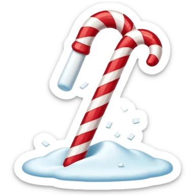 Broken Candy Cane: Cane snapped in half with sugar pieces falling. sticker