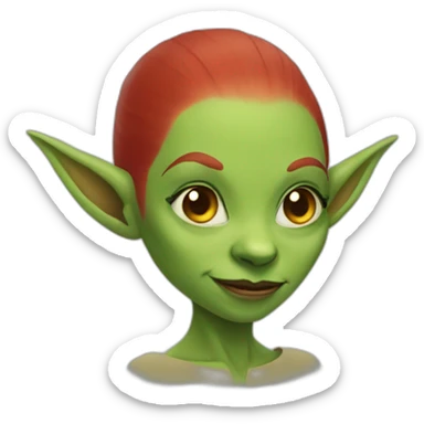 Red bald female goblin sticker