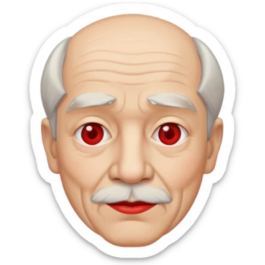 old man with lipstick sticker
