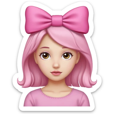 Niña con un moño rosa en el cabello  sticker