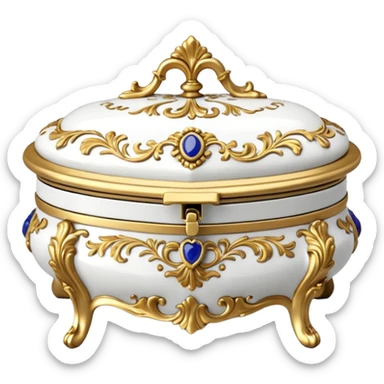 Vintage rococo white jewelry box sticker