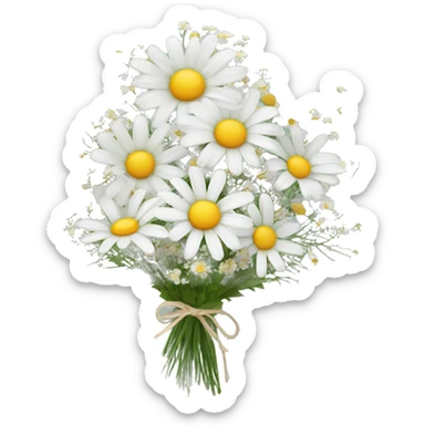 daisy and babies breath bouquet  sticker
