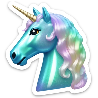 Sparkly glossy Pastel iridescent glass unicorn sticker