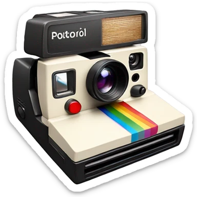 Polaroid camera with picture coming out sticker