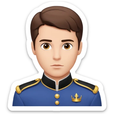 adult prince eric with serious facial expression and prince uniform sticker