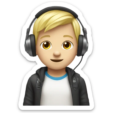 Little blonde boy with a gamer headset on sticker