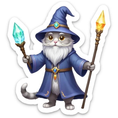 cat wizard casting spell sticker