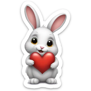 Rabbit with heart sticker