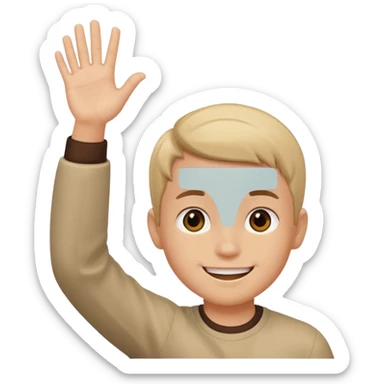 boy raising his hand sticker