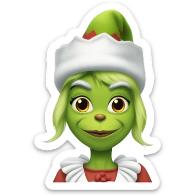 The grinch in a maid outfit  sticker