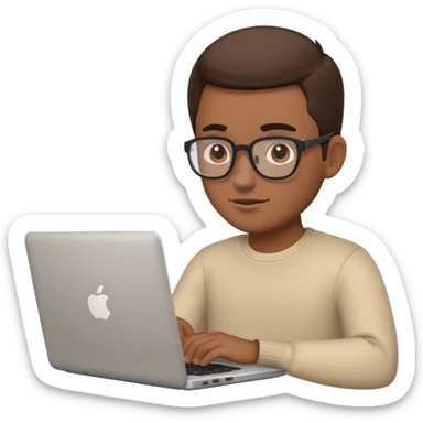 a man working on laptop sticker