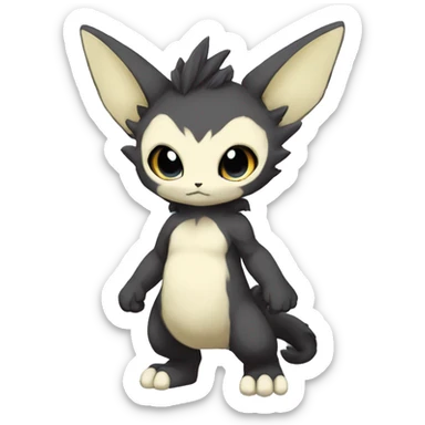 a anthro chibi-style dark-type Fakémon-hybrid full body sticker