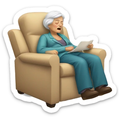 Old woman snoring in recliner sticker