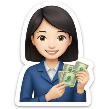 Hot Asian girl with money  sticker