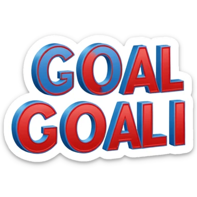 Word “Goal” sign comic style blue (#00A3E0) and red (#F9423A)  sticker