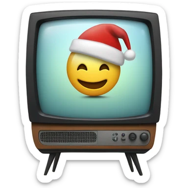 Tv with old Christmas film on sticker