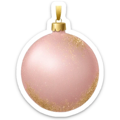 Light pink christmas ball ornament with champagne color gold glitter accents  sticker