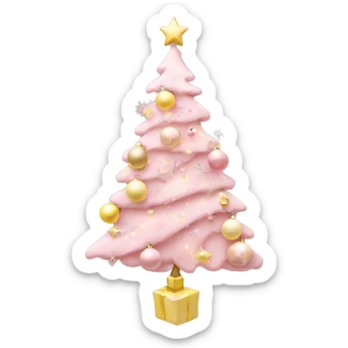 pastel pink christmas tree with pastel pink and pastel yellow ornaments，more details sticker