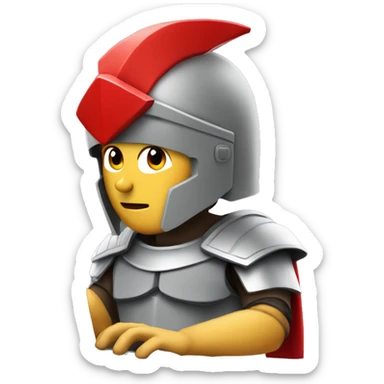 spartan developer with gray helmet and red crest typing on computer keyboard sticker