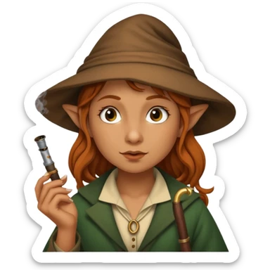 Female hobbit smoking sticker