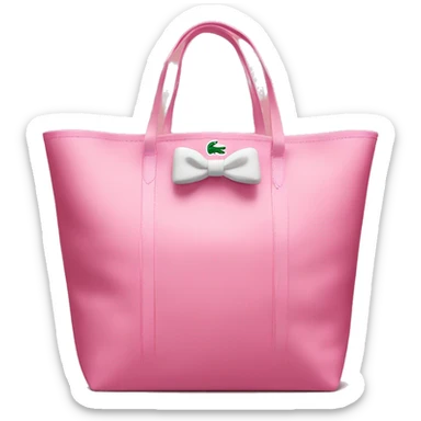 pink lacoste tote bag with bow on right side  sticker