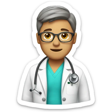 physiotherapist with lab coat and stethoscope sticker