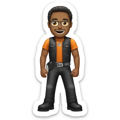 Make an emoji of a guy who works at Harley-Davidson sticker