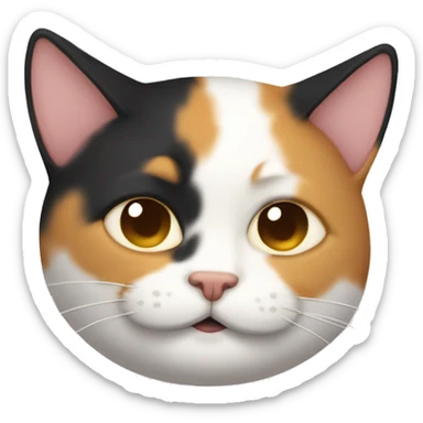 calico cat curled up sleeping sticker