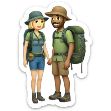 Backpacking white couple sticker
