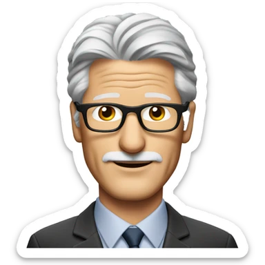 Richard Gere with barely grey hair, beard and glasses sticker