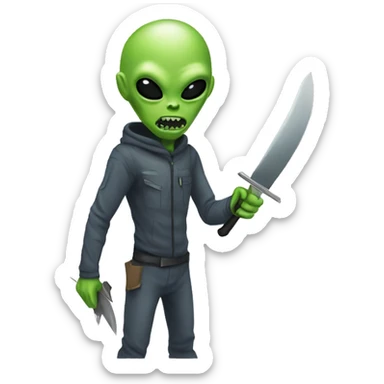Alien with a knife  sticker
