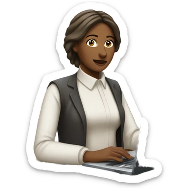 a women manger with laptop sticker
