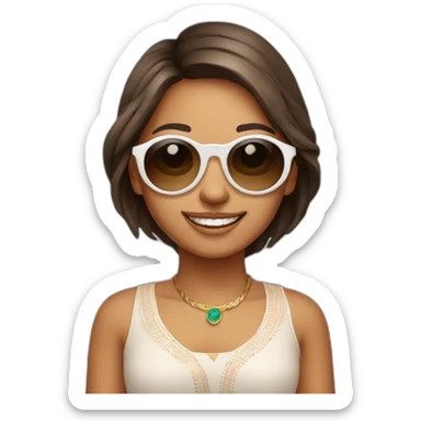 Cute white smiling indian girl wearing round sunglasses sticker