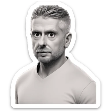 monochrome male portrait with beard sticker