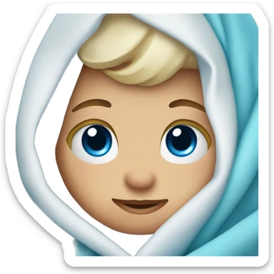 a little baby  wrapped in blue blanket, blue eyes  sticker