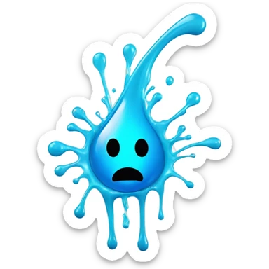 Glowing shiny Cyan blue liquid splash splatter drip sticker