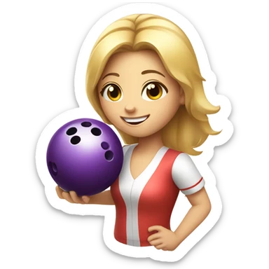 Cute girl bowling sticker