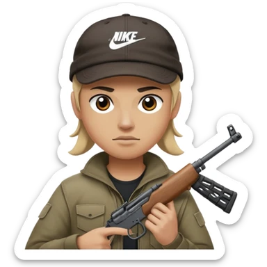 Emoji con arma y gorra Nike pero bandido sticker