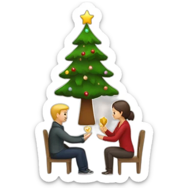 Marriage proposal under christmas tree sticker