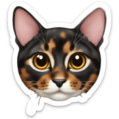 tortoiseshell Cat Black brown without white and pink nose sticker