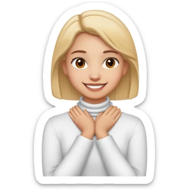 girl hands across neck smiling  sticker