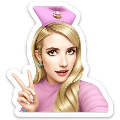 blonde girl with hat and jewelry sticker