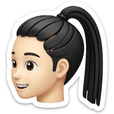 a curved hair accessory with teeth on both sides that hinge together, designed to secure hair in a vertical ponytail sticker