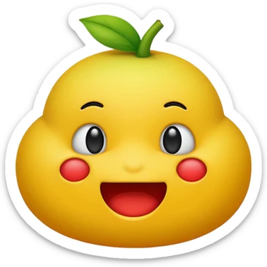 Crear un emoticón que tenga que ver con una variedad de Cambures , y que la paleta de colores sea la siguiente: Rojo Carmín, Amarillo, Amarillo Crema y Verde Pasto sticker