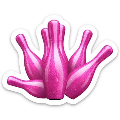 Pink glitter bowling pins  sticker
